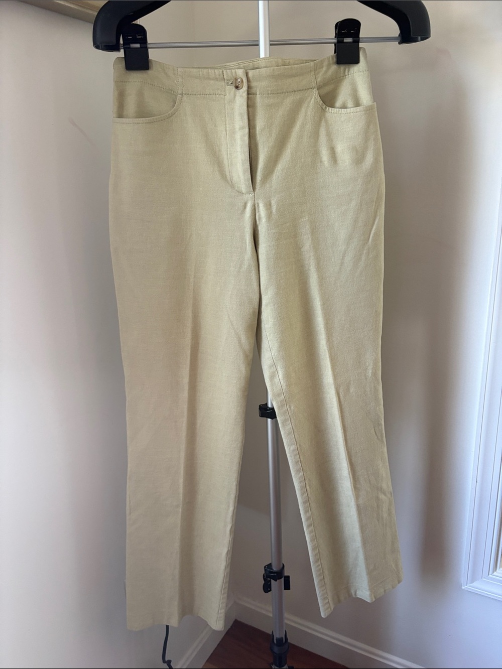 Sigrid Olsen Light Green Cropped Linen Blend 6P Pants Quiet Luxury Capsule